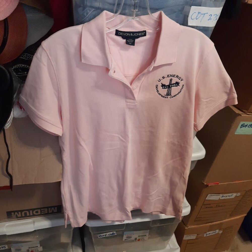 NEW ! Devon & Jones US Energy Polo Pink Golf Shirt Size M